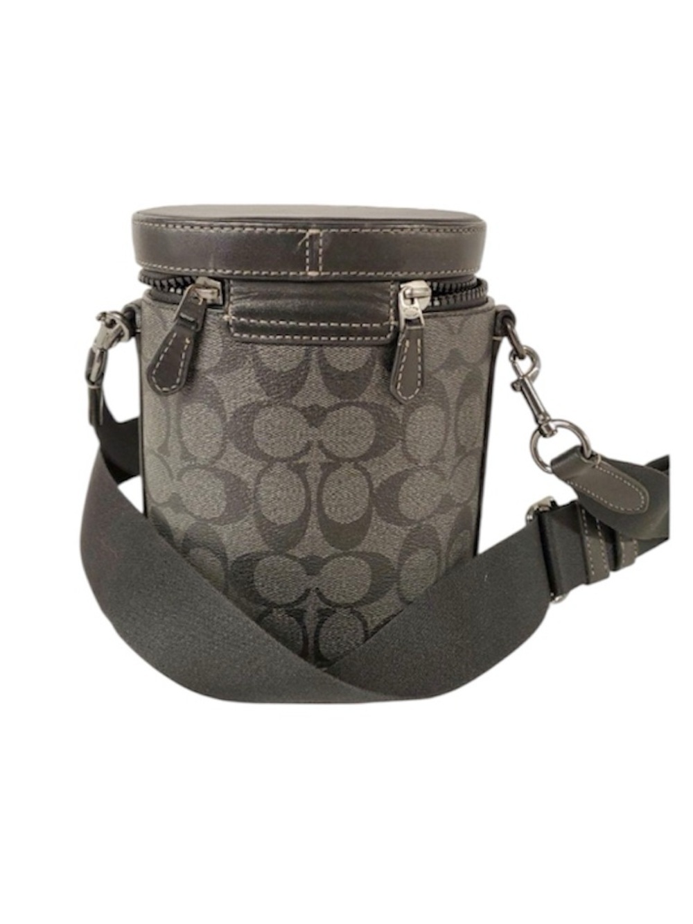 Coach Men’s Cylinder Crossbody Bag in Charcoal Signature Print - Picture 2 of 3